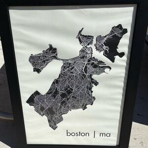 Boston Map Art Print in Black and White by Mr. City Printing